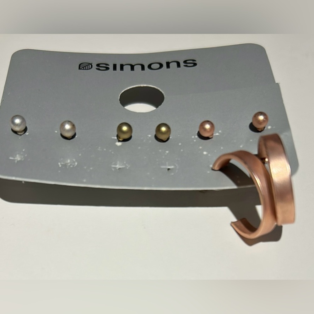 Nique Mixed Metallic Stud Earring Set in Rose Gold, Gold and Silver